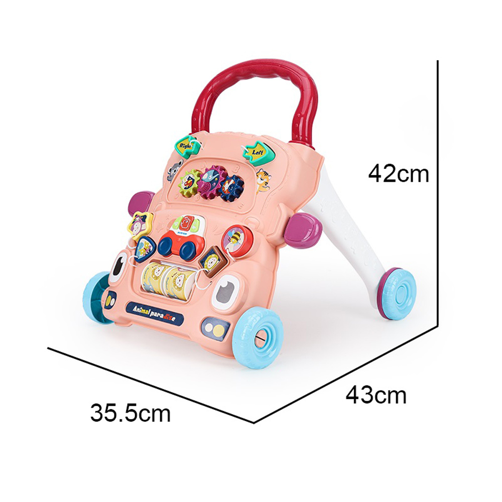 Antepremergator 2in1, 43x42x35 cm, pentru bebelusi, multifunctional, interactiv, masinuta detasabila, cu lumini si sunete, 9+ luni, roz [2]