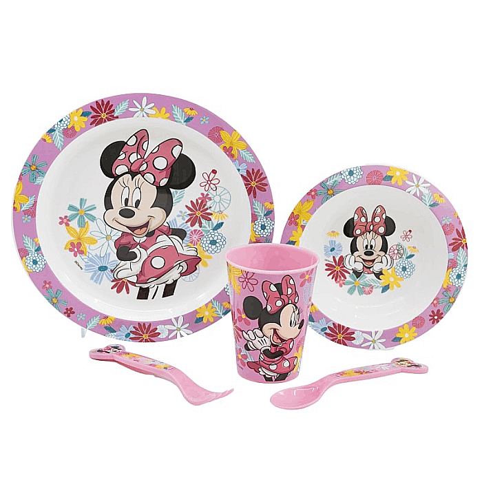 Set 5 piese pentru servit masă, plastic, fără BPA, multicolor, utilizabil la microunde, Sping, Minnie Mouse [2]
