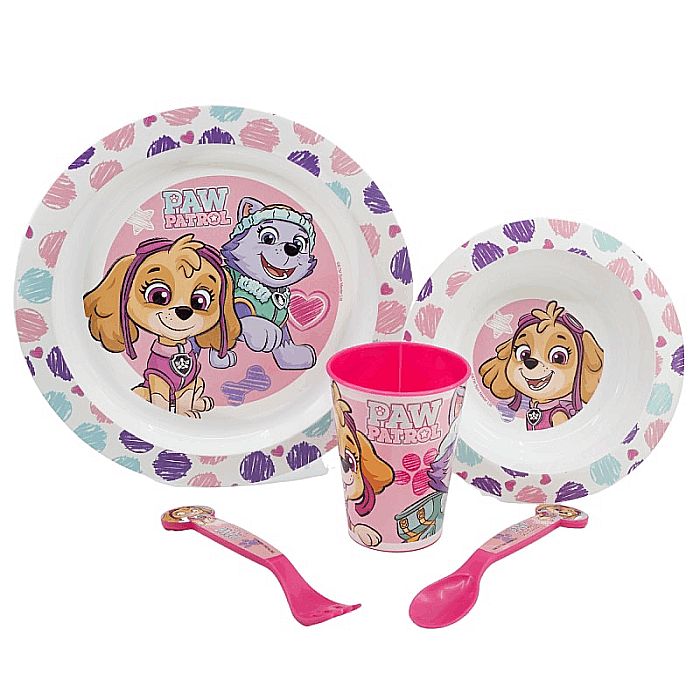 Set 5 piese pentru servit masă, plastic, fără BPA, multicolor, utilizabil la microunde, Girl, Paw Patrol [2]