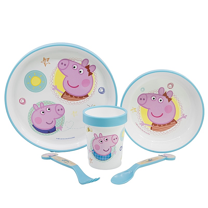Set veselă 5 piese, anti-alunecare, fără BPA, compatibil la microunde, Core, Peppa Pig [2]