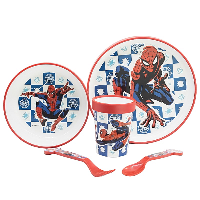 Set veselă 5 piese, anti-alunecare, fără BPA, compatibil la microunde, Arachnid, Spiderman [2]