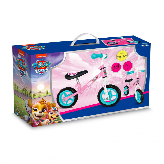 Bicicleta fara pedale pentru copii, roz, varsta 2-4 ani, cadru metalic, sa reglabila, manere anti-strivire, Paw Patrol [4]