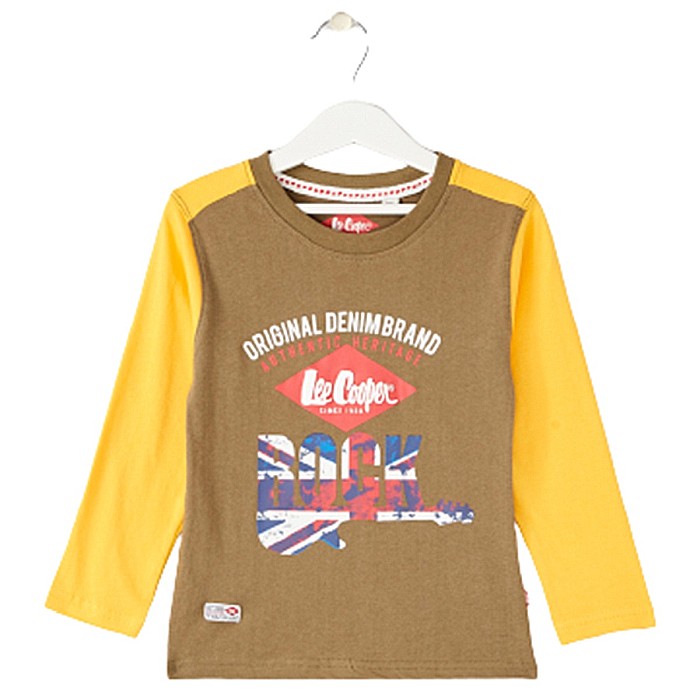 Tricou cu maneca lunga, 100% bumbac, galben, Rock, Lee Cooper [1]