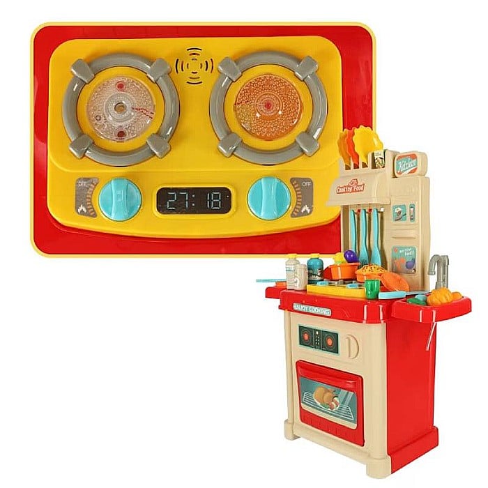 Bucătărie din plastic nontoxic, pentru copii, 44 accesorii, Homio, multicolor, cu robinet funcțional, sunete și lumini, 68x23x54 cm [8]