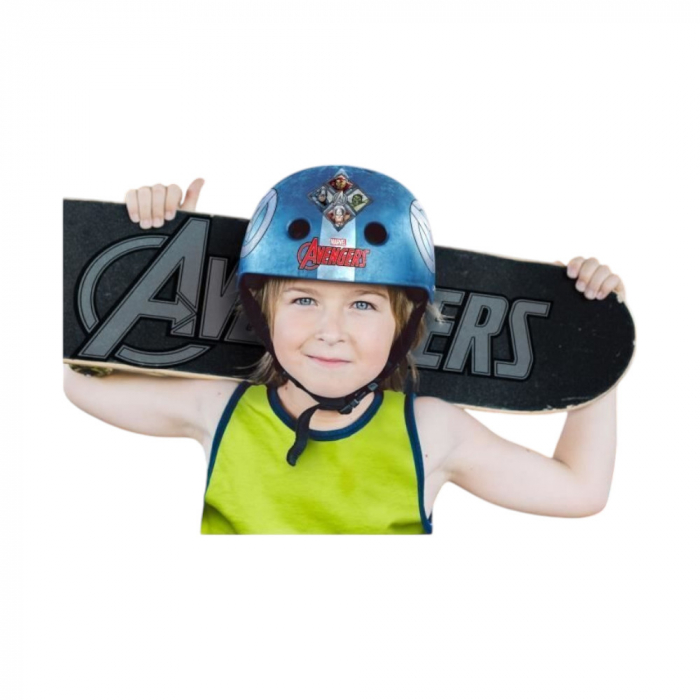 Casca protectie pentru bicicleta, trotineta, skateboard, role, rezistenta la impact, cu marime reglabila, 53-57 cm, multicolor, Avengers [3]