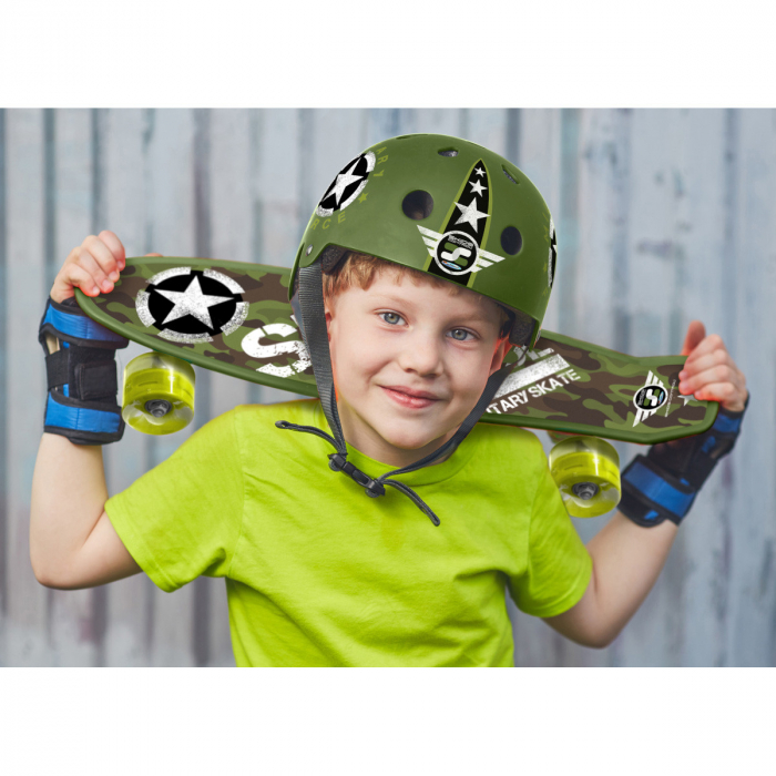 Casca protectie, pentru bicicleta, trotineta, skateboard, role, rezistenta la impact, cu marime reglabila, 53-57 cm, negru, Skids Control Military [4]