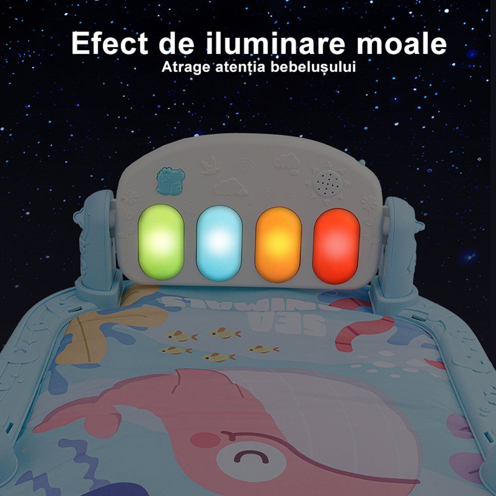 Centru de Activitati, Homio, cu Pian Detasabil, cu Sunete si Lumini, cu Zornaitoare si Diverse Jucarii, Oglinda Detasabila, Volum Ajustabil, roz, Lucky Rabbit [3]
