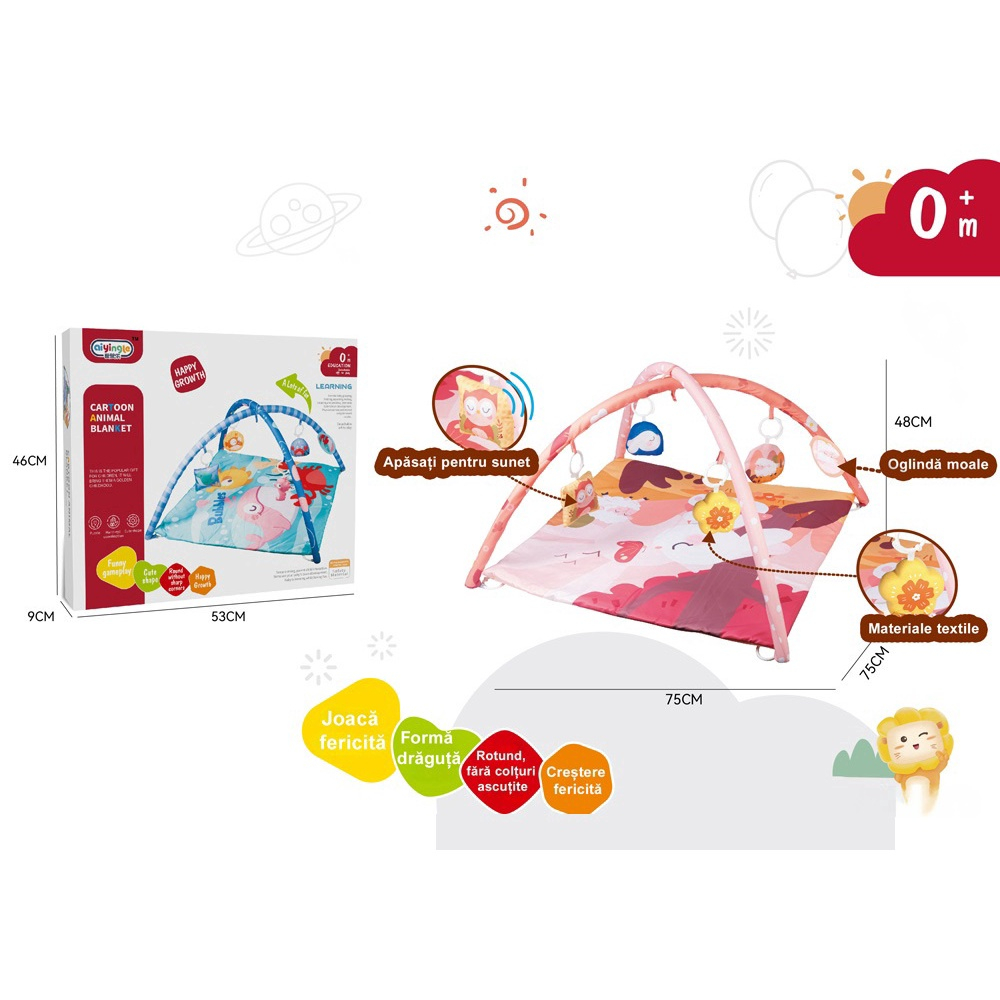 Centru de Activitati si Joaca Homio, Saltea Interactiva pentru Copii / Bebe cu Multifunctional, Jucarii Zornaitoare, Multiple Moduri de Joaca Interactive si Educative, multicolor [2]