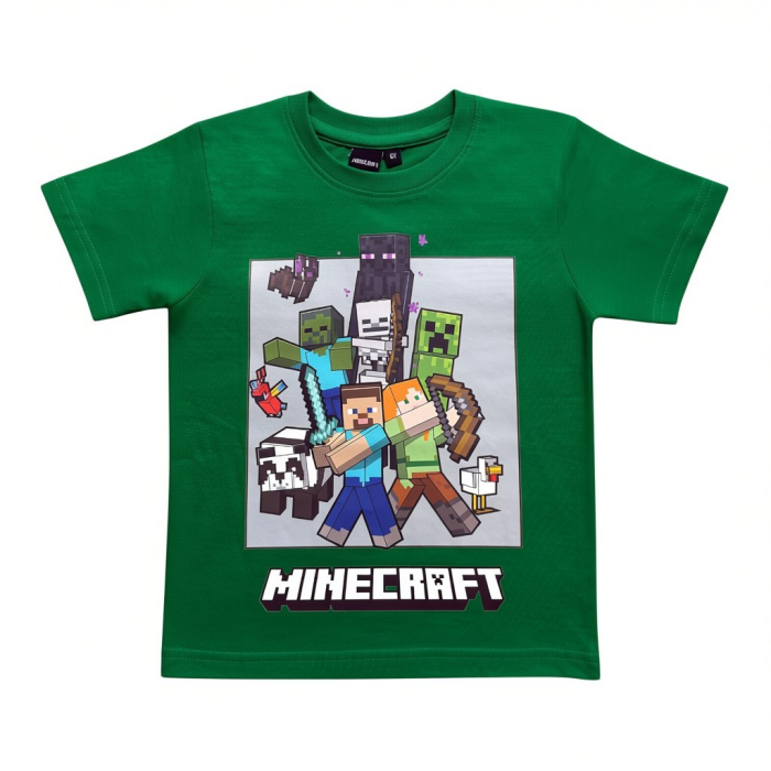 Compleu copii, 2 piese, mânecă scurtă, 100% bumbac, negru, Minecraft [2]