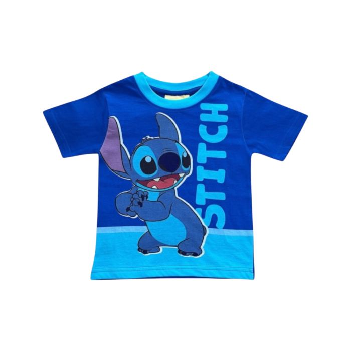 Compleu copii, 2 piese, mânecă scurtă, 100% bumbac, albastru, Stitch [2]