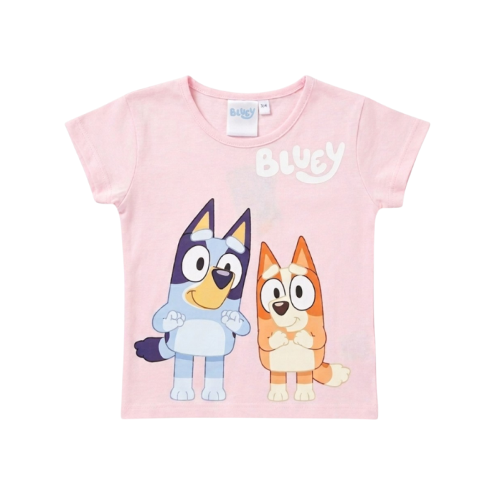 Compleu copii, 2 piese, mânecă scurtă, 100% bumbac, roz, Bluey [2]