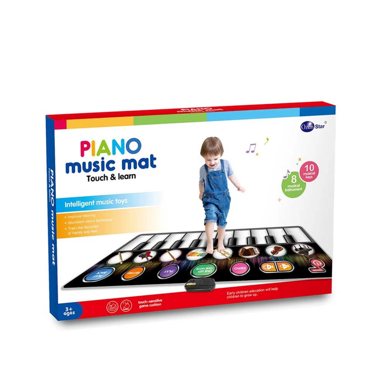 Covoras Muzical Interactiv pentru Copii, cu 10 Clape, 8 Instrumente Muzicale si Functii de Inregistrare, Volum Reglabil si Sunete Educative, Ideal pentru Dezvoltarea Creativitatii si Coordonarii, 3 An [2]
