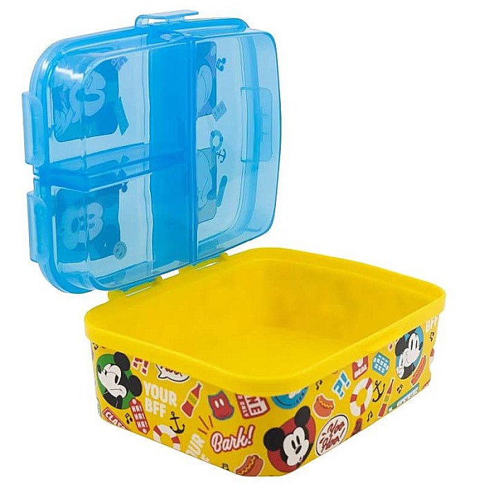Cutie sandwich, cu patru compartimente, multicolor, fără BPA, Fun-Tastic, Mickey Mouse, Disney [2]