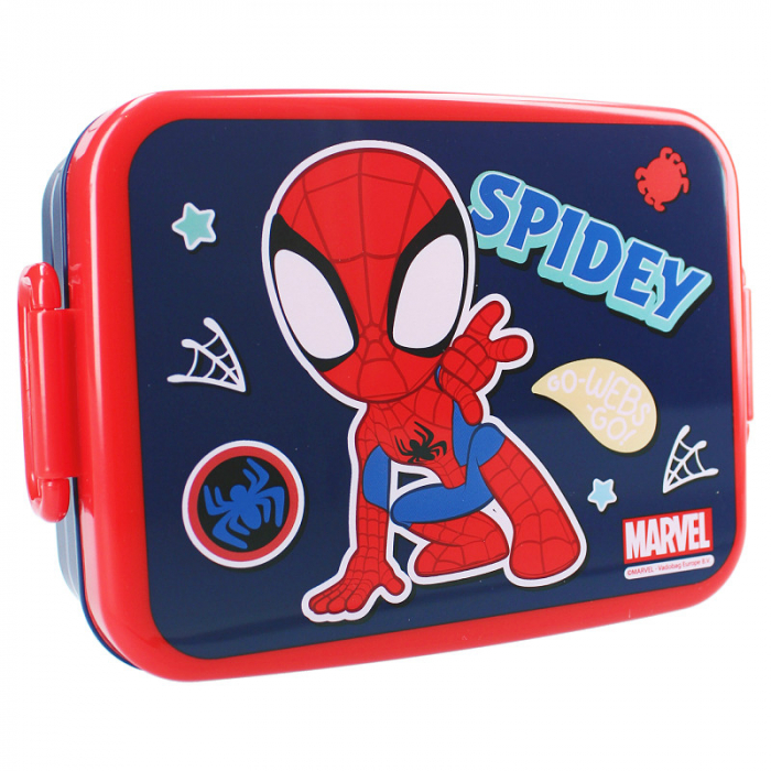 Cutie sandwich multicolor, fara BPA, cu garnitura si inchidere ermetica, 16x13x5 cm, Spidey Lunch Bunch [1]