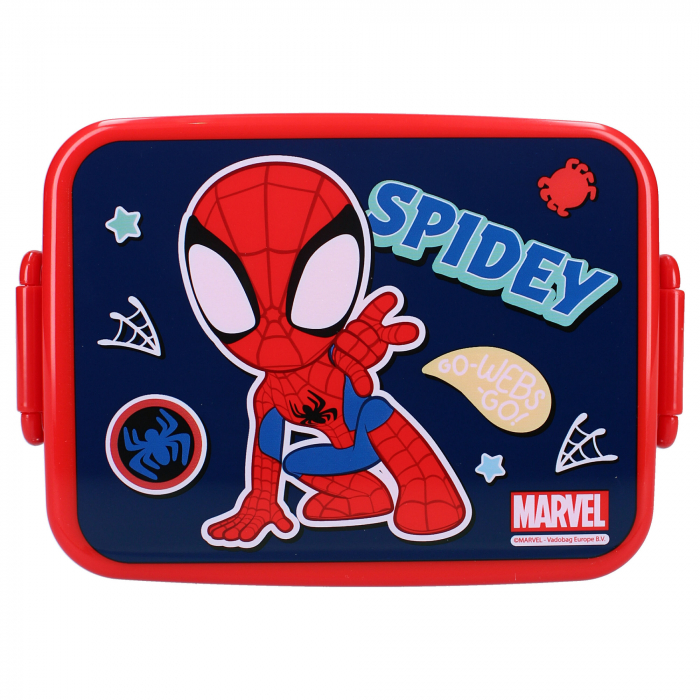 Cutie sandwich multicolor, fara BPA, cu garnitura si inchidere ermetica, 16x13x5 cm, Spidey Lunch Bunch [2]