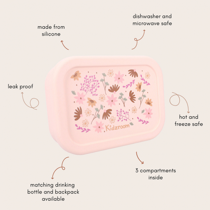Cutie sandwich multicompartimente, din silicon, 17x12x6 cm, rezistenta la microunde si masina de spalat vase, Kidzroom Enchanted memories [5]