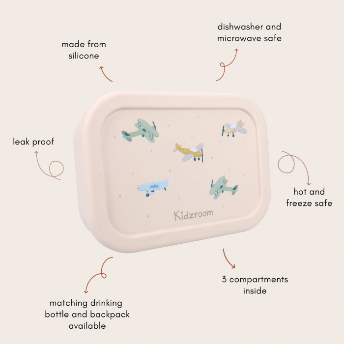Cutie sandwich multicompartimente, din silicon, 17x12x6 cm, rezistenta la microunde si masina de spalat vase, Kidzroom Small Talk [6]