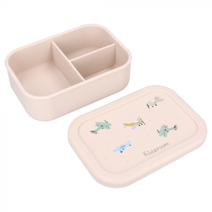 Cutie sandwich multicompartimente, din silicon, 17x12x6 cm, rezistenta la microunde si masina de spalat vase, Kidzroom Small Talk [2]