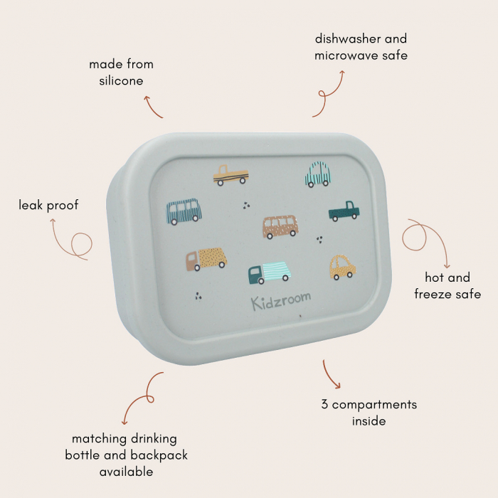 Cutie sandwich multicompartimente, din silicon, 17x12x6 cm, rezistenta la microunde si masina de spalat vase, Kidzroom Sweet cuddles [6]