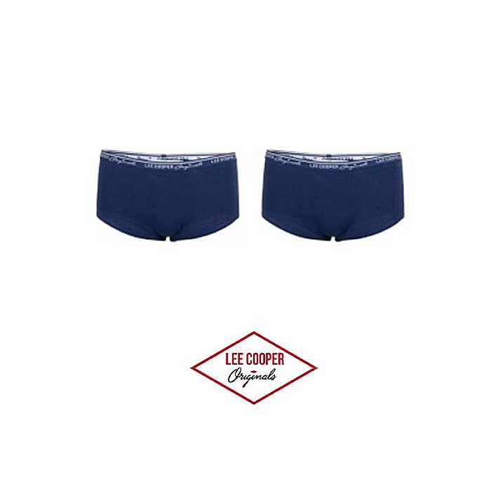 Set 2 perechi chiloți hipster cu bandă logo în talie, albastru, Lee Cooper Originals [2]