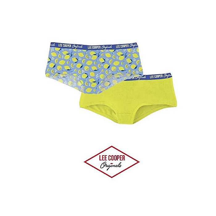 Set 2 perechi chiloți hipster cu bandă logo în talie, galben, Lee Cooper Originals [2]
