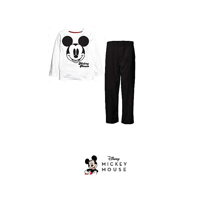 Pijama copii, cu mânecă lungă, 100% bumbac, alb/negru, Mickey Mouse, Disney [2]
