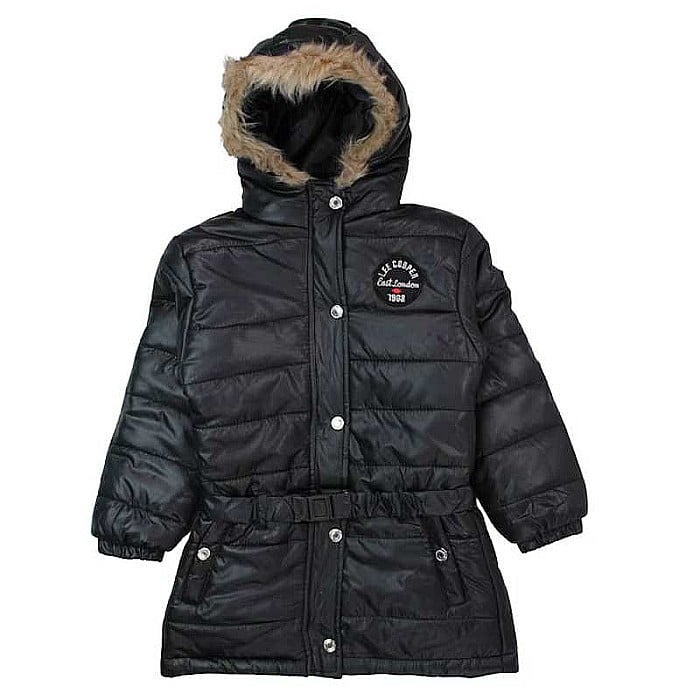 Geacă fete cu logo, glugă și buzunare laterale, negru, Lee Cooper [1]
