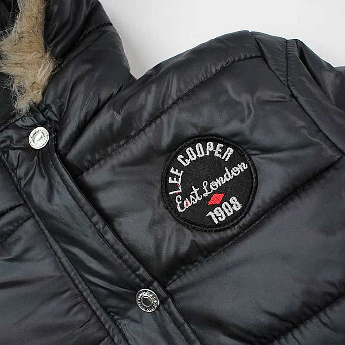 Geacă fete cu logo, glugă și buzunare laterale, negru, Lee Cooper [5]