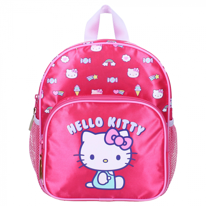 Ghiozdan copii, 29x23x10 cm, cu doua compartimente, buzunare laterale, multicolor, bretele ergonomice, intarite si ajustabile, Follow The Rainbow, Hello Kitty [2]
