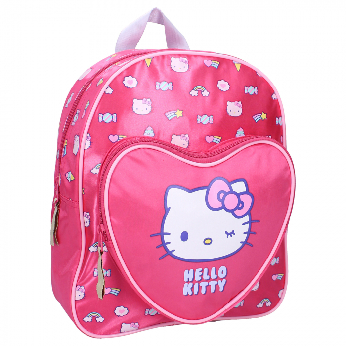 Ghiozdan copii, 30x25x11 cm, cu doua compartimente, multicolor, bretele ergonomice, intarite si ajustabile, Follow The Rainbow, Hello Kitty [1]