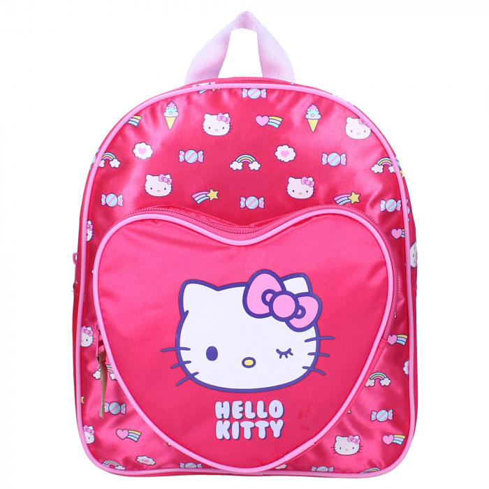 Ghiozdan copii, 30x25x11 cm, cu doua compartimente, multicolor, bretele ergonomice, intarite si ajustabile, Follow The Rainbow, Hello Kitty [2]