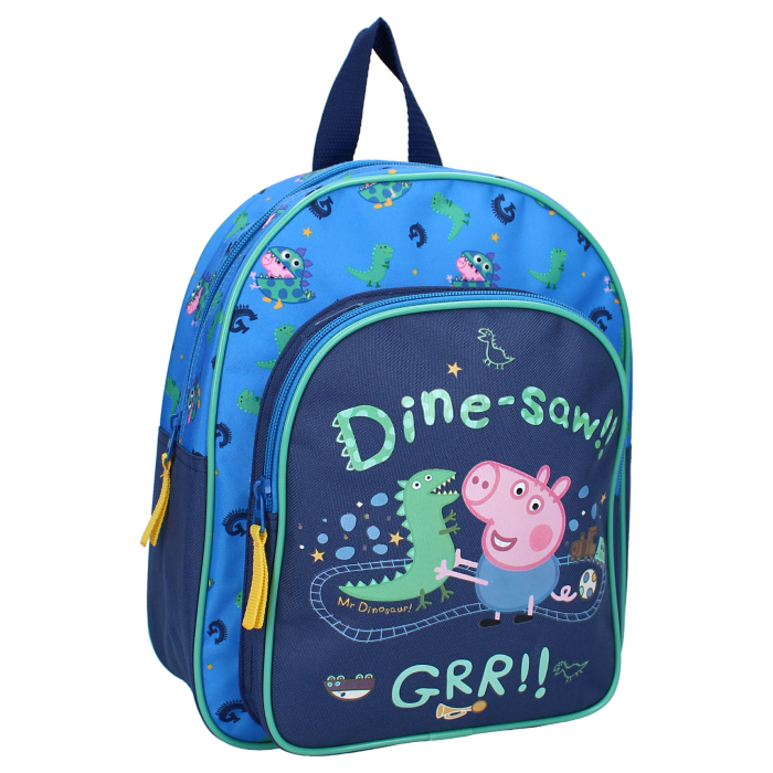 Ghiozdan copii, 30x25x11 cm, cu doua compartimente, multicolor, bretele ergonomice, intarite si ajustabile, Play With George, Peppa Pig [1]