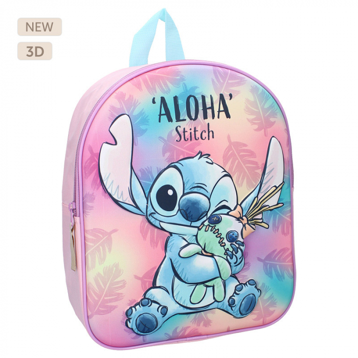 Ghiozdan copii 3D, 32x26x11 cm, cu un compartiment, multicolor, bretele ergonomice, intarite si ajustabile, Simply Special, Stitch [1]