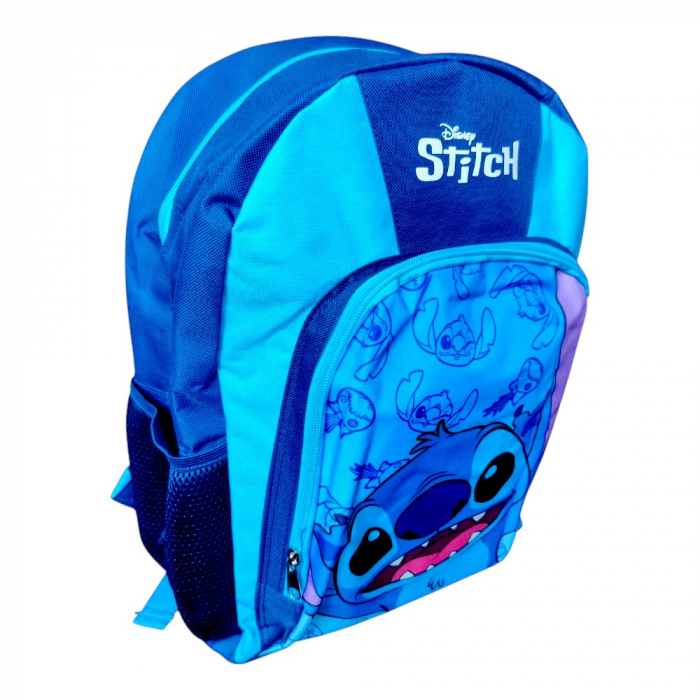 Ghiozdan copii, 40x30x15 cm, cu doua compartimente, albastru, bretele intarite si ajustabile, Stitch [2]
