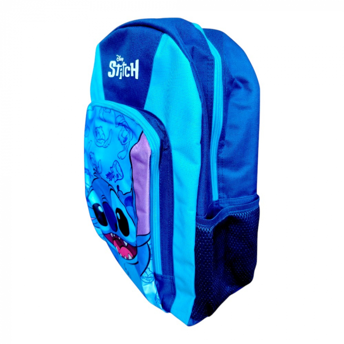 Ghiozdan copii, 40x30x15 cm, cu doua compartimente, albastru, bretele intarite si ajustabile, Stitch [4]