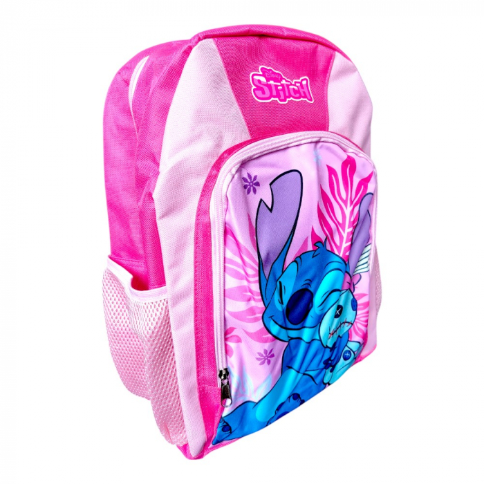 Ghiozdan copii, 40x30x15 cm, cu doua compartimente, roz, bretele intarite si ajustabile, Stitch [3]