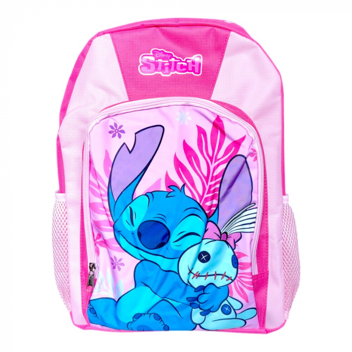 Ghiozdan copii, 40x30x15 cm, cu doua compartimente, roz, bretele intarite si ajustabile, Stitch [2]