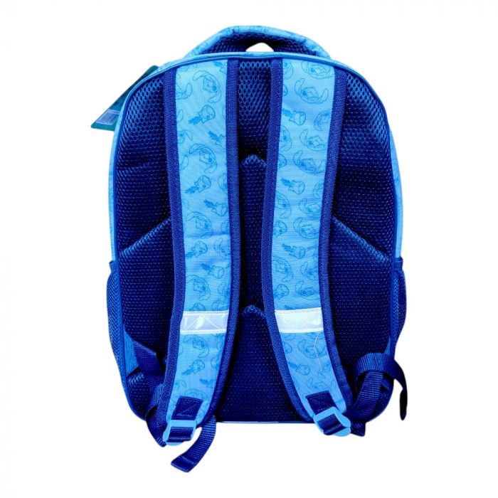 Ghiozdan copii, 42x30x17 cm, cu trei compartimente si doua buzunare laterale, albastru, bretele ergonomice, intarite si ajustabile, benzi reflectorizante, Stitch [5]