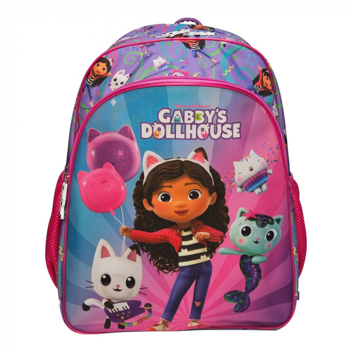 Ghiozdan ergonomic, cu doua compartimente si doua buzunare laterale, 40x30x17 cm, bretele ajustabile si intarite, multicolor, Gabby's Dollhouse [2]