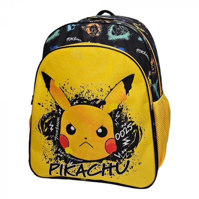 Ghiozdan ergonomic, cu doua compartimente si doua buzunare laterale, 40x30x17 cm, bretele ajustabile si intarite, multicolor, Happy, Pokémon [2]