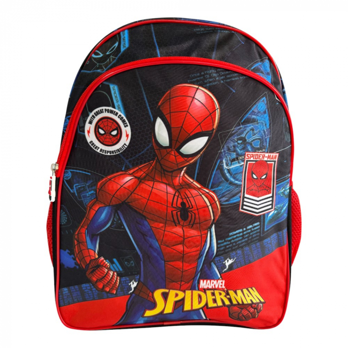 Ghiozdan ergonomic, cu doua compartimente si doua buzunare laterale, 40x30x17 cm, bretele ajustabile si intarite, multicolor, Spiderman [1]