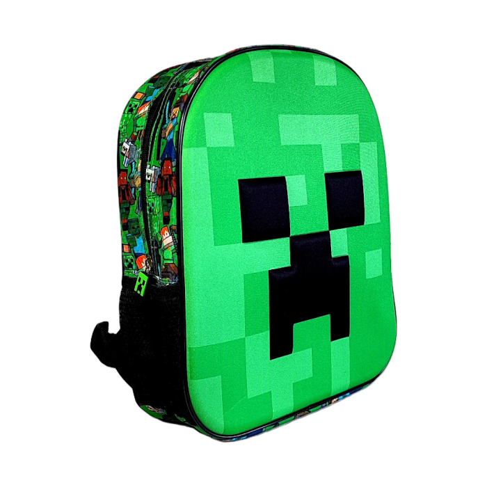 Ghiozdan grădiniță, 3D, 30x24x10 cm, bretele ajustabile și întărite, verde, Happy, Minecraft [4]