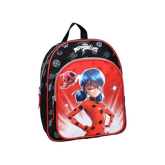 Ghiozdan poliester, Miraculous, negru cu roșu, 43 x 16 x 32 cm [2]