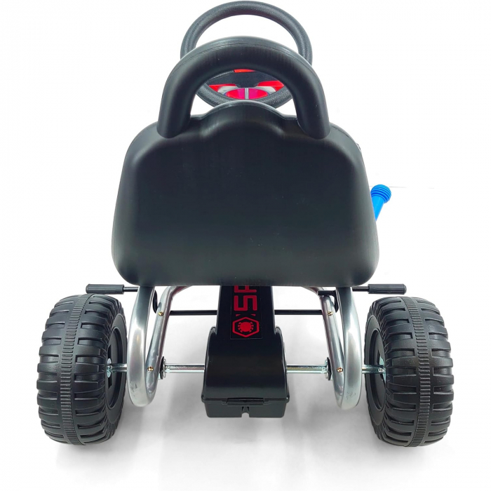 Go-Kart cu pedale, pentru copii 3-12 ani, reglabil, frana de mana, cadru de otel, sistem de roti cu cuplu liber, rulmenti cu bile, multicolor, Spiderman [4]