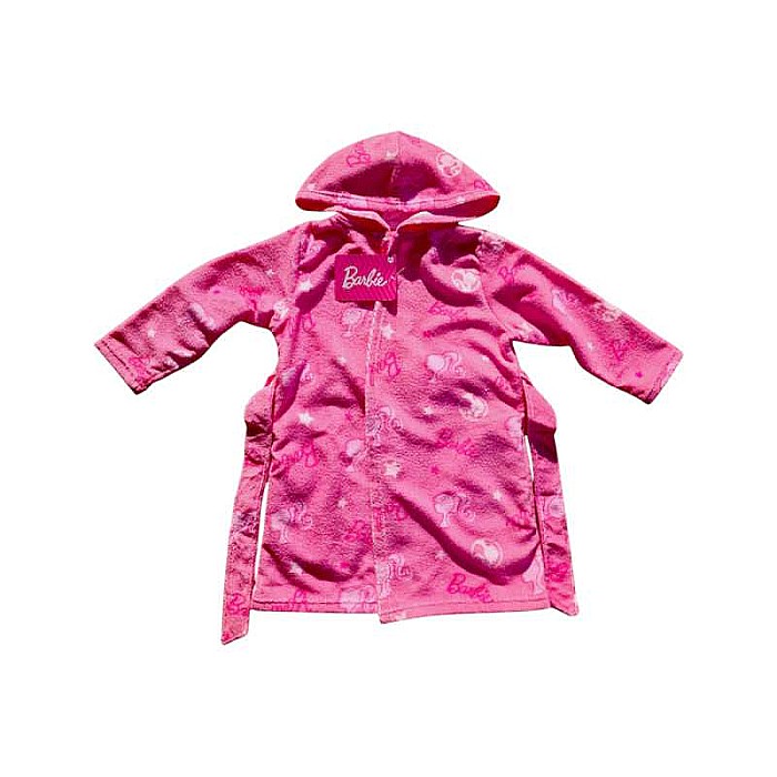 Halat de baie pentru copii, glugă și buzunare laterale, multicolor, Barbie [2]