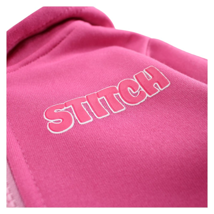 Hanorac copii, cu fermoar, glugă și buzunare frontale, fucsia, Happy, Stitch [3]