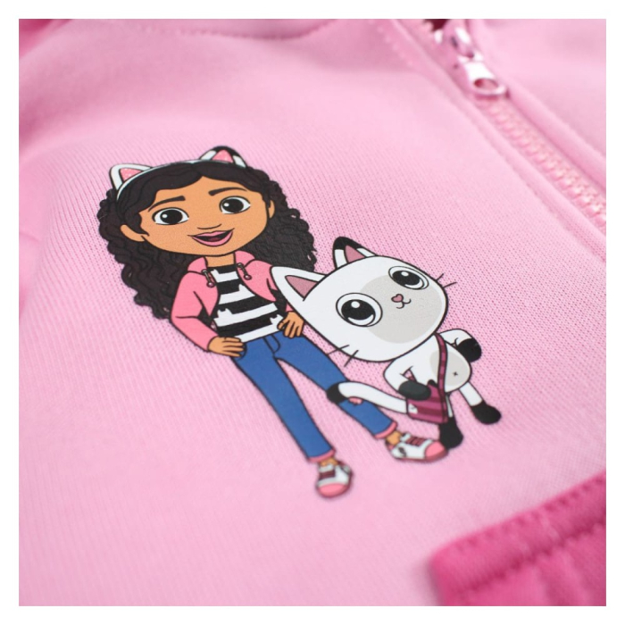 Hanorac copii, cu fermoar, glugă și buzunare frontale, roz, Happy, Gabby's Dollhouse [4]