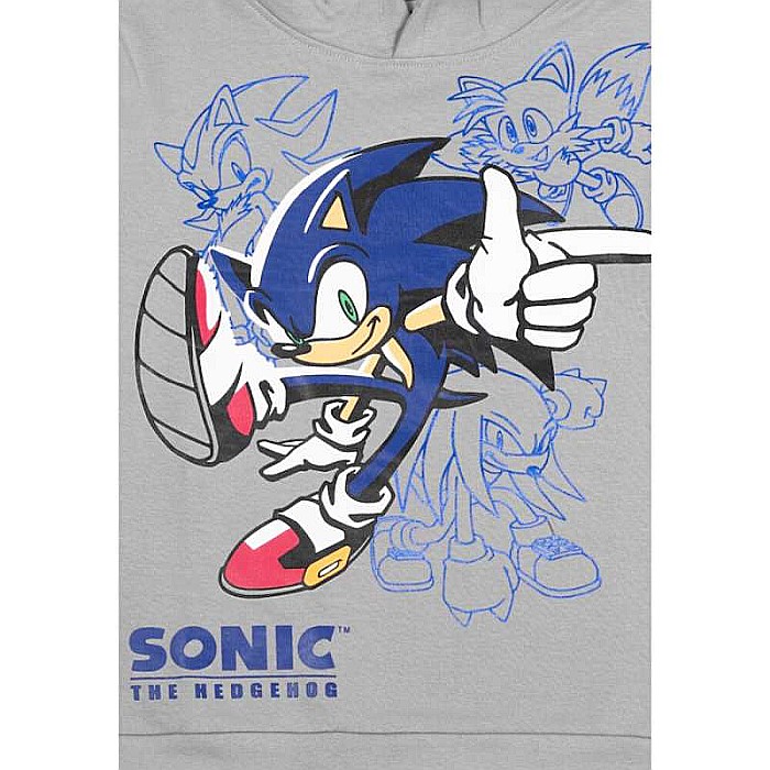 Hanorac copii cu glugă, gri, 100% bumbac, Sonic [2]