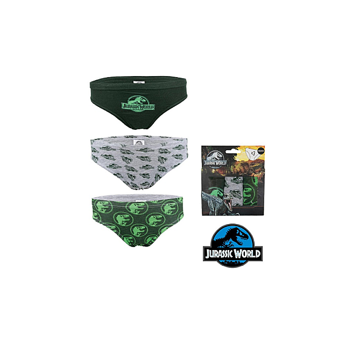Set 3 chiloți pentru băieți, 100% bumbac, multicolor, Danger, Jurassic World [2]