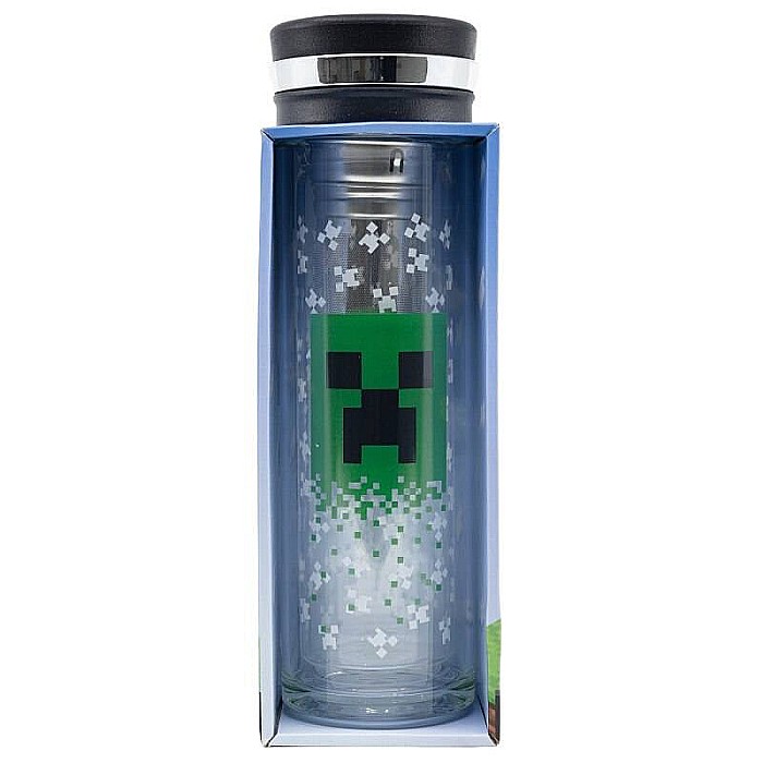 Infuzor de ceai din sticlă barosilicată, cu pereți dubli, 350 ml, verde, Minecraft [3]